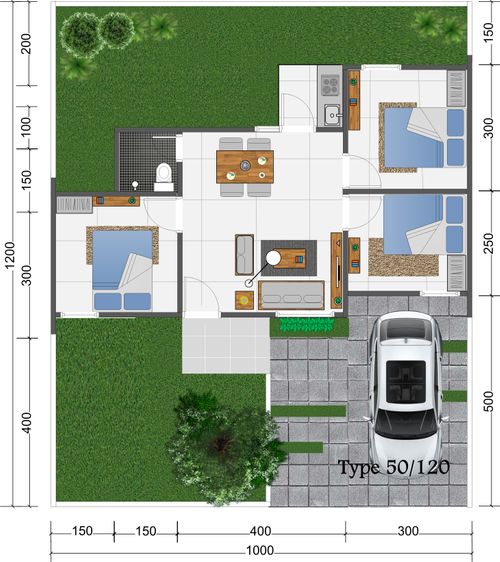 foto denah rumah tipe Milenial 50 perumahan Nirwana Green Land