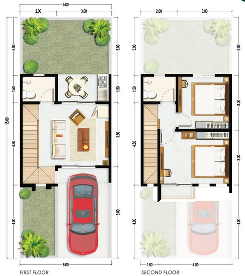 foto denah rumah tipe Rosemary Milenial perumahan GREEN ORCHID RESIDENCE