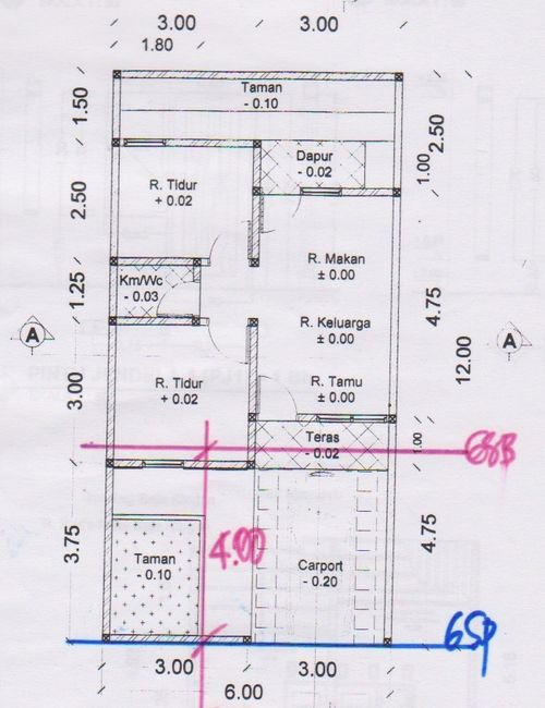 foto denah rumah tipe 36/72 perumahan NUSA HARAPAN PERMAI
