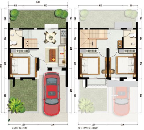foto denah rumah tipe Rosemary perumahan GREEN ORCHID RESIDENCE