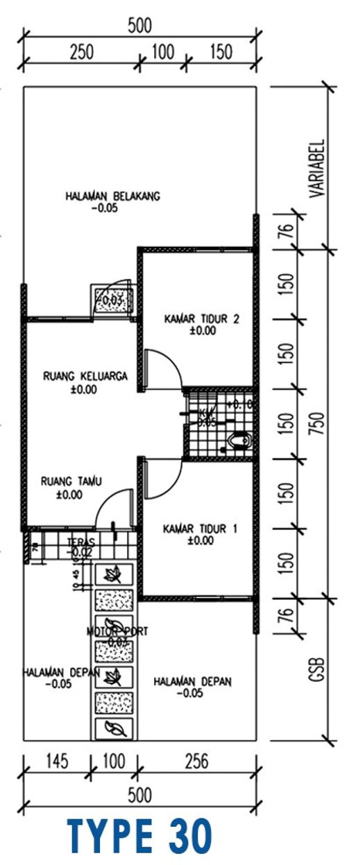 foto denah rumah tipe 30 perumahan Perum Griya Mekar Indah