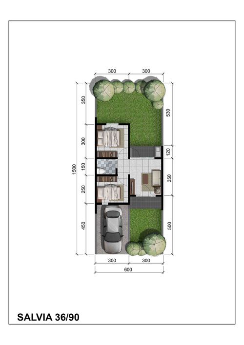 foto denah rumah tipe Salvia 2 Hoek (186) perumahan CitraIndah City Bukit Sakura