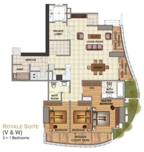 foto denah rumah tipe Royal Suite perumahan THE ROYALE SPRINGHILL RESIDENCES