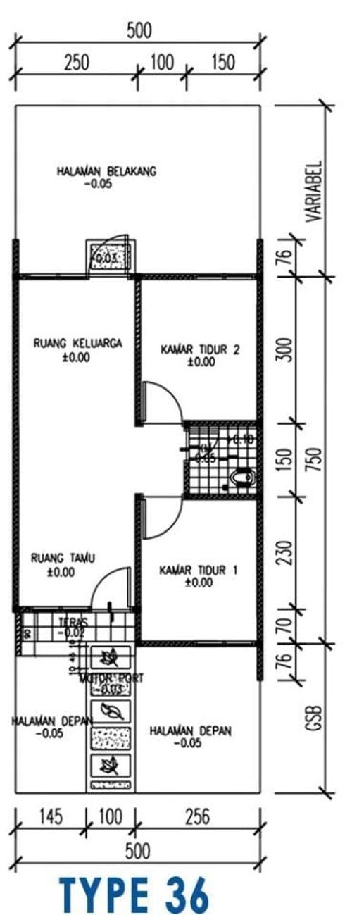 foto denah rumah tipe 36 perumahan Perum Griya Mekar Indah