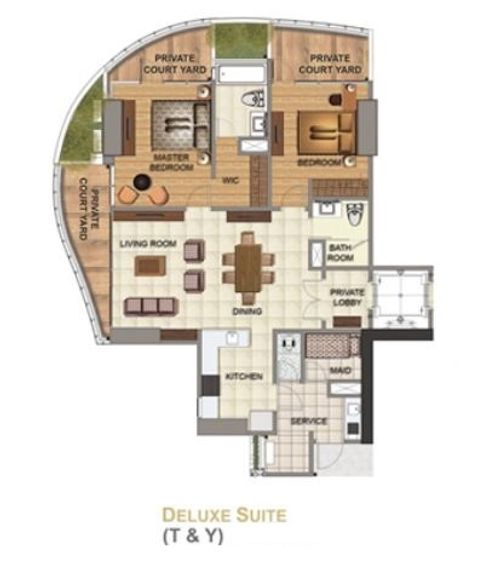 foto denah rumah tipe Deluxe Suite perumahan THE ROYALE SPRINGHILL RESIDENCES