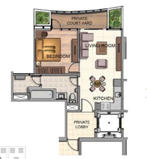 foto denah rumah tipe Suite A perumahan THE ROYALE SPRINGHILL RESIDENCES