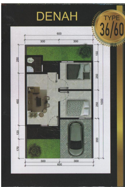 foto denah rumah tipe 36 perumahan PESONA JINGGA RESIDENCE