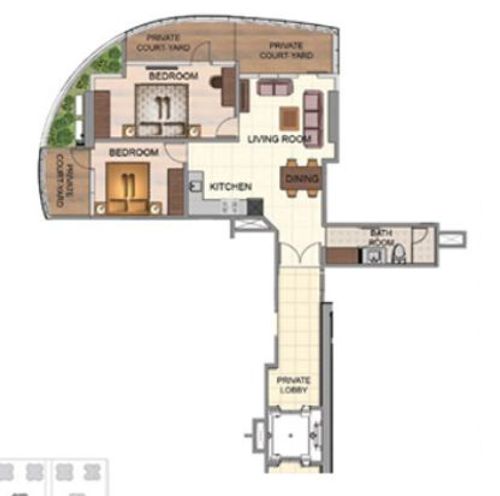 foto denah rumah tipe Deluxe Suite B perumahan THE ROYALE SPRINGHILL RESIDENCES