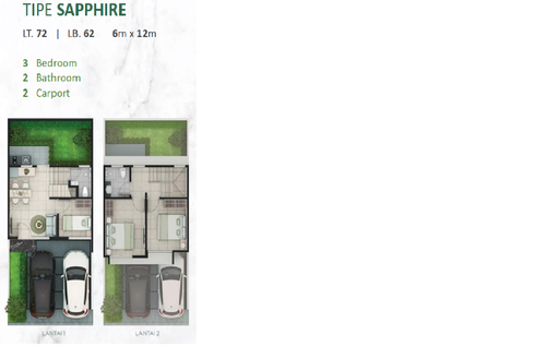 foto denah rumah tipe SAPPHIRE perumahan EMERALD NEOPOLIS - CLUSTER NEOPARK