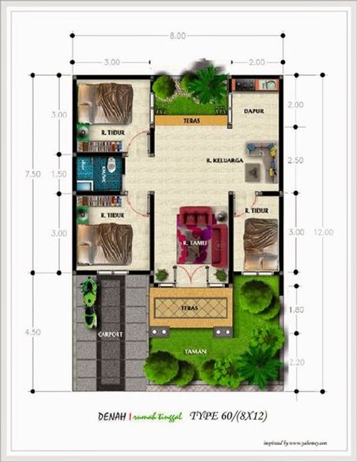 foto denah rumah tipe 45 perumahan GRIYA MUSI PALEM INDAH