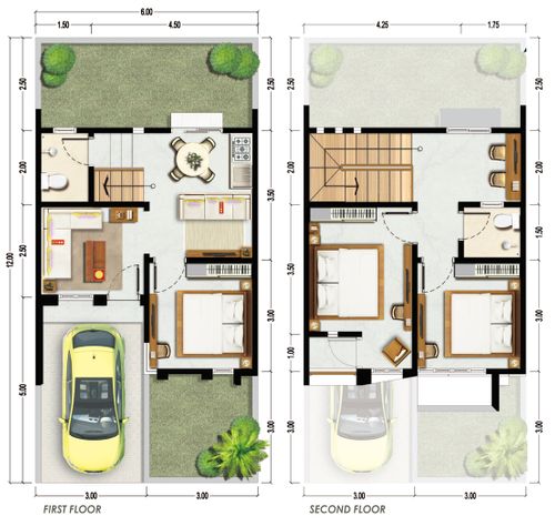 foto denah rumah tipe Rosemary perumahan GREEN ORCHID RESIDENCE