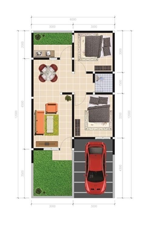 foto denah rumah tipe Cherry perumahan GREEN SENTOSA ASRI