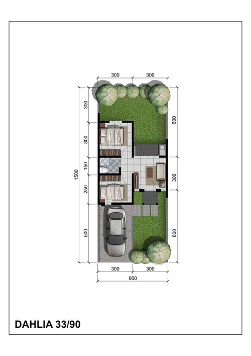 foto denah rumah tipe Dahlia 1C Hoek (138) perumahan CitraIndah City