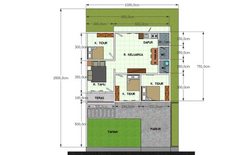 foto denah rumah tipe 70 perumahan Al- RAZEQI RESIDENCE