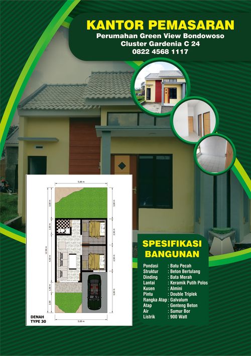 foto denah rumah tipe 30/60 (6x10) perumahan Green View Bondowoso 2
