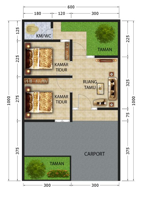 foto denah rumah tipe 27/60 perumahan Graha Asri Residence 3 tahap 2