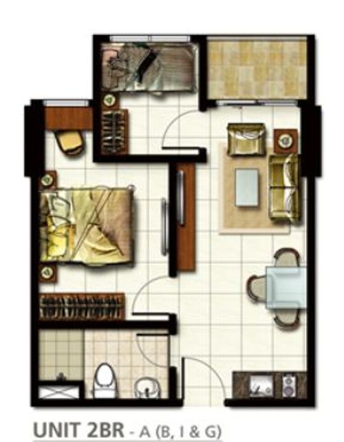 foto denah rumah tipe 2BR A perumahan SPRINGHILL TERRACE RESIDENCE