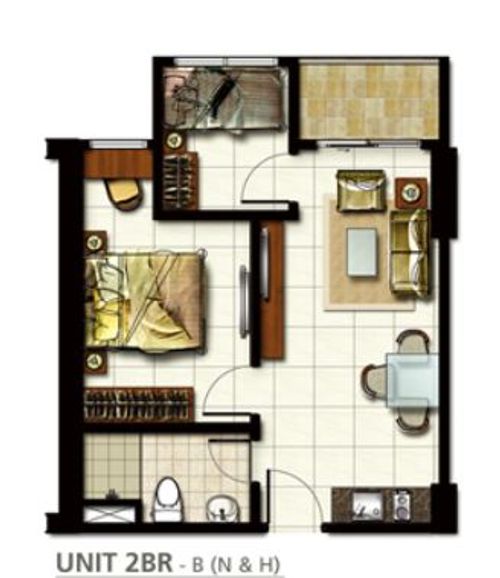 foto denah rumah tipe 2BR-B perumahan SPRINGHILL TERRACE RESIDENCE
