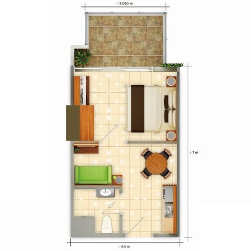 foto denah rumah tipe 1 BR RUBY perumahan SPRINGHILL ROYALE SUITES (SPRINGHILL GOLF PENTHOUSE)