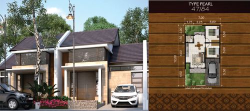 foto denah rumah tipe Pearl perumahan Grand Permata Residence
