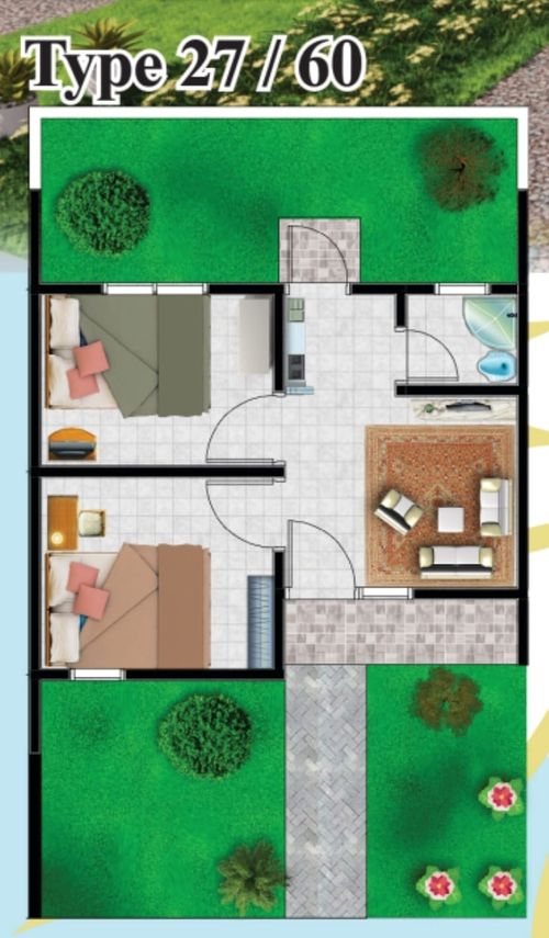 foto denah rumah tipe 27/60 perumahan GREEN LAVENDER SUKAMEKAR