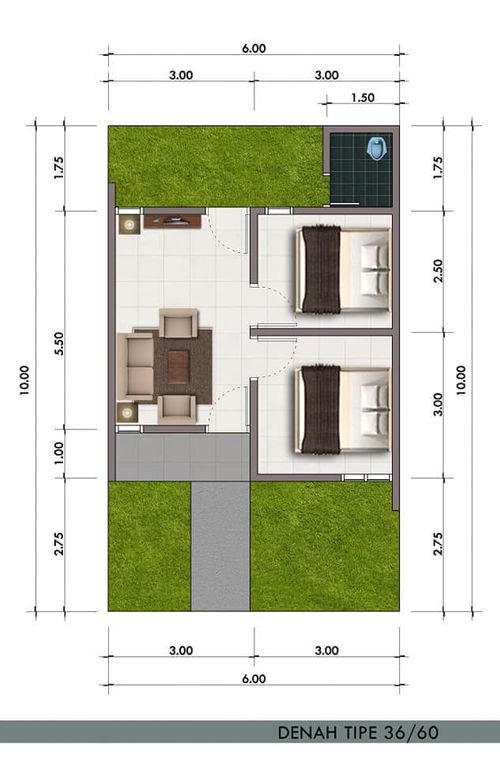 foto denah rumah tipe 36 perumahan ROYAL NYALARAN 2