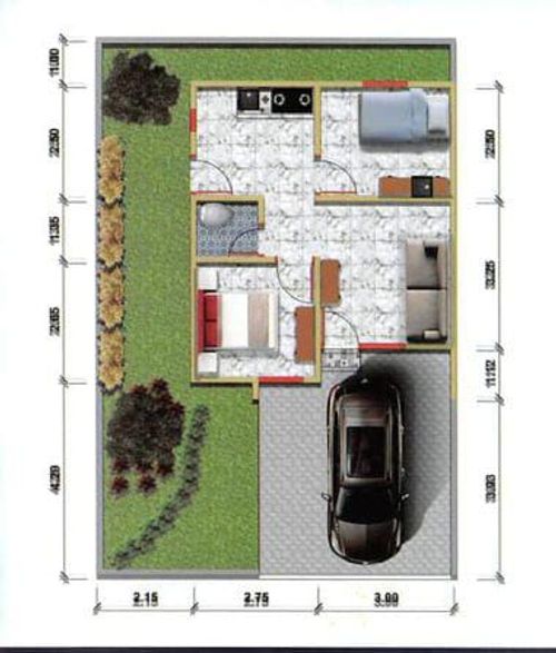 foto denah rumah tipe 36/90 perumahan BELLPARK 2 TAHAP 2