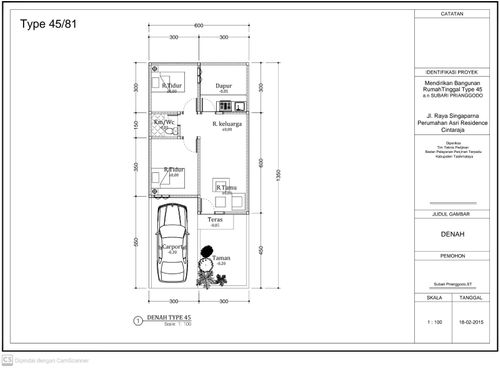 foto denah rumah tipe 45/81 perumahan Asri Residence Cintaraja