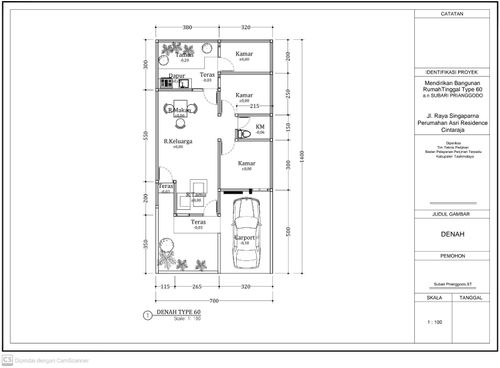 foto denah rumah tipe 60/134 perumahan Asri Residence Cintaraja