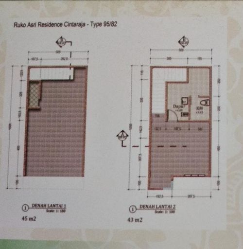 foto denah rumah tipe RUKO perumahan Asri Residence Cintaraja