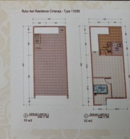 foto denah rumah tipe RUKO perumahan Asri Residence Cintaraja