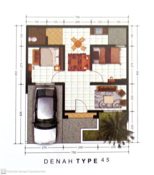 foto denah rumah tipe 45 perumahan Bangun Rejo Indah