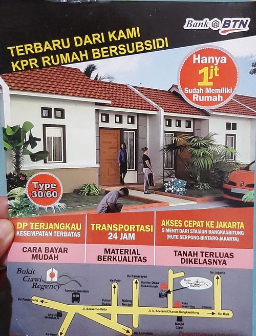 foto tampak rumah tipe 30/60 perumahan Bukit Ciawi Regency