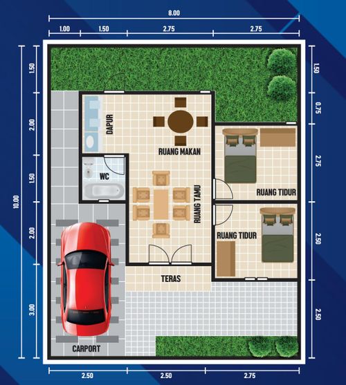 foto denah rumah tipe 36 perumahan Perumahan Tiara Asri Damuli