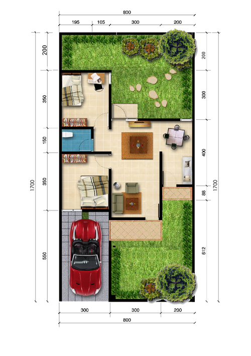 foto denah rumah tipe RS 54 TENGAH DMJ 12 perumahan PERUMNAS GRAND CILEGON RESIDENCE