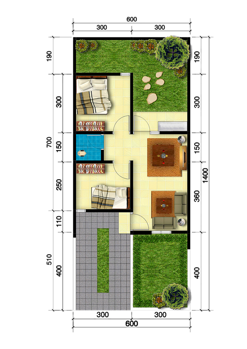 foto denah rumah tipe RS 38 TEPI DMJ 8 TNH 136 perumahan PERUMNAS GRAND CILEGON RESIDENCE