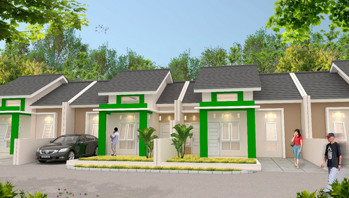 foto tampak rumah tipe KALMIA RS 42 TENGAH DMJ 12 perumahan PERUMNAS GRAND CILEGON RESIDENCE