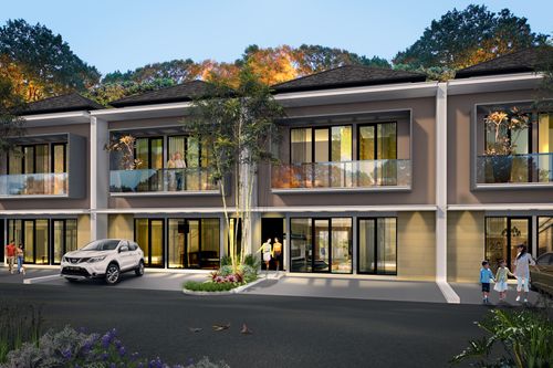 foto tampak rumah tipe DHARMAWANGSA CLUSTER perumahan GRAND RESIDENCE CITY