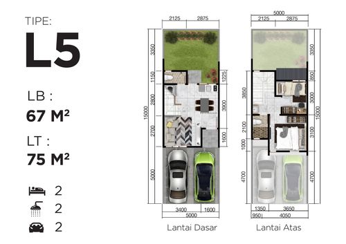 foto denah rumah tipe 67/75 perumahan Jakarta Garden City Shinano
