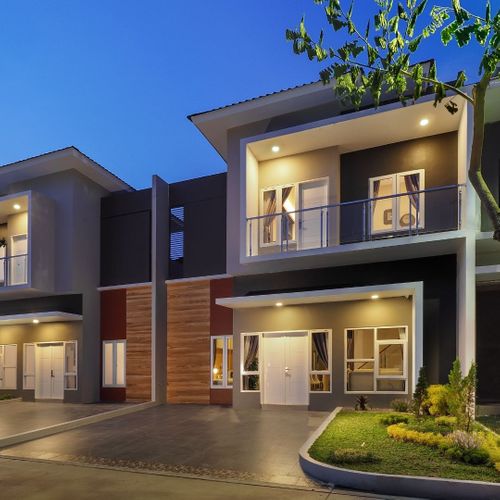 foto tampak rumah tipe New Carltorn perumahan Halton Place 1