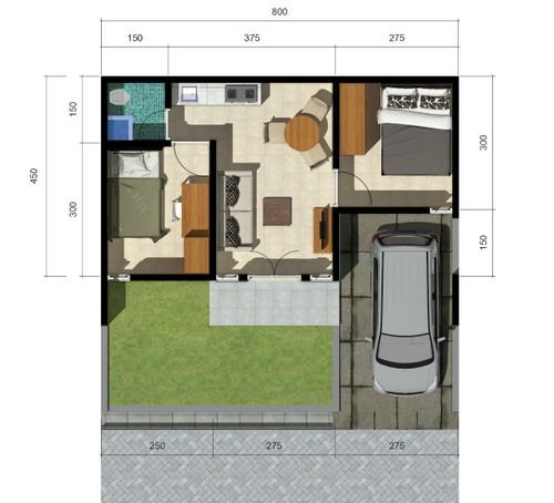 foto denah rumah tipe 33/60 perumahan GRIYA KARIMAH WALAHARCAGEUR