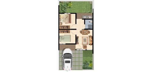 foto denah rumah tipe SALVIA 39/73 (GARDEN) perumahan Cluster Sriwijaya - Darmawangsa Residence Bekasi