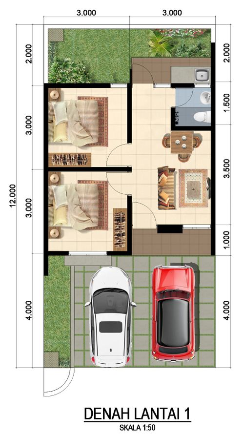 foto denah rumah tipe MAJAPAHIT 36/72 (AGUSTUS) perumahan PANJIBUWONO RESIDENCE