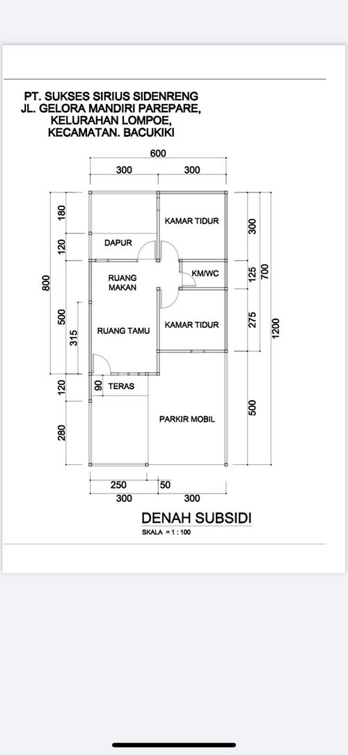foto denah rumah tipe 36 perumahan BUKIT LOMPOE RESIDENCE II