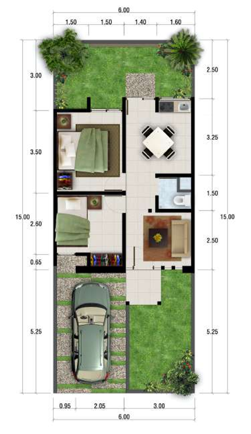 foto denah rumah tipe VALERIAN perumahan SAFIRA JUANDA RESORT