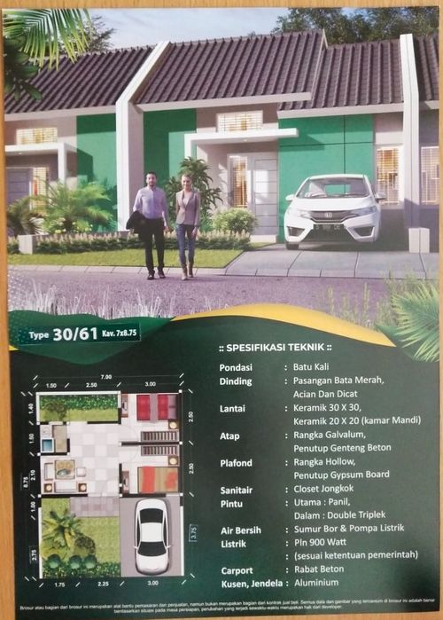 foto denah rumah tipe 30 perumahan BUMI MENTARI SOOKO
