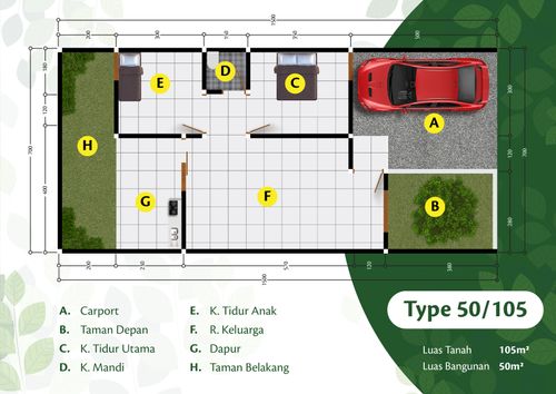 foto denah rumah tipe 50 perumahan Matahari Cigado Regency