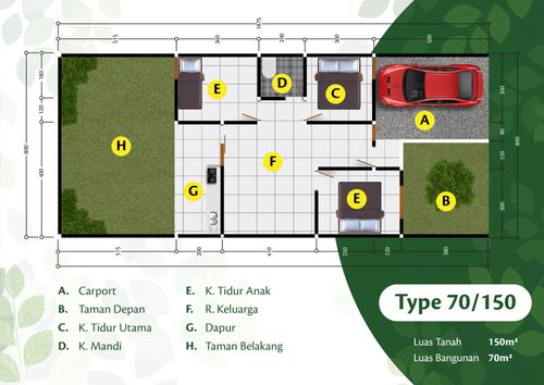 foto denah rumah tipe 70 perumahan Matahari Cigado Regency