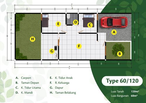 foto denah rumah tipe 60 perumahan Matahari Cigado Regency