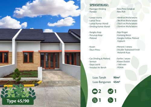 foto tampak rumah tipe 45 perumahan Matahari Cigado Regency